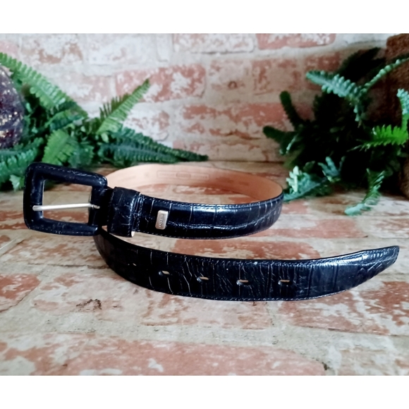 Fossil Black Croc Embossed Leather Belt - Picture 10 of 13